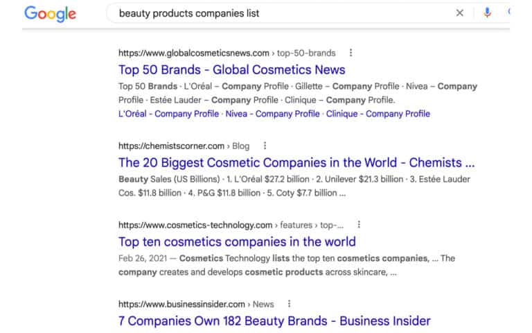 Cosmetic Products Companies - Top Company List
