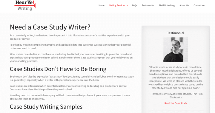 writing in case study