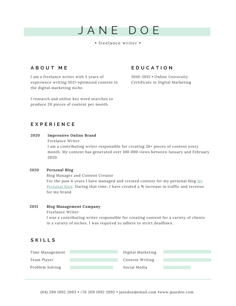 How To Write A Resume As A New Freelance Writer Laptrinhx