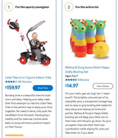 Product toy descriptions for Walmart