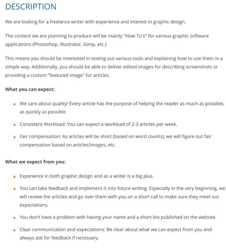 Freelance Content Writer Job Description