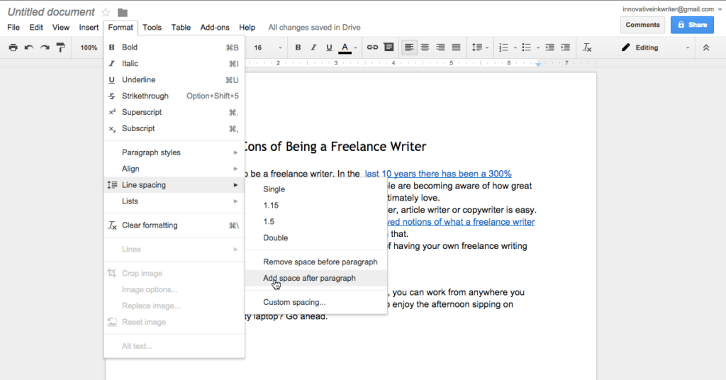 Google Docs Line Spacing